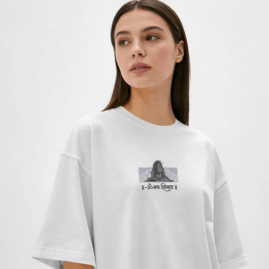 Om Namah Shivaya Embroidered Graphic T-Shirt | Premium Mahadev Design
