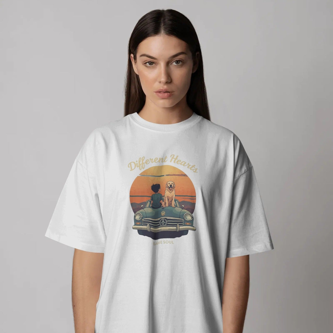 DRIPRA™ | Different Hearts, Same Soul Oversized Graphic T-Shirt