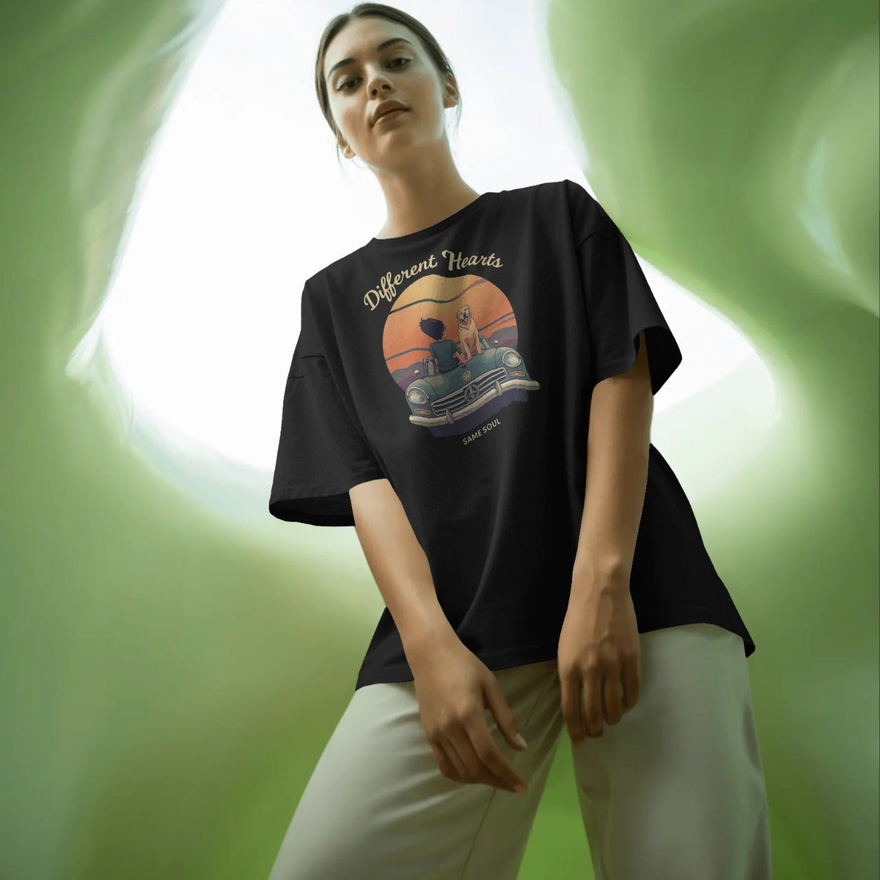 DRIPRA™ | Different Hearts, Same Soul Oversized Graphic T-Shirt