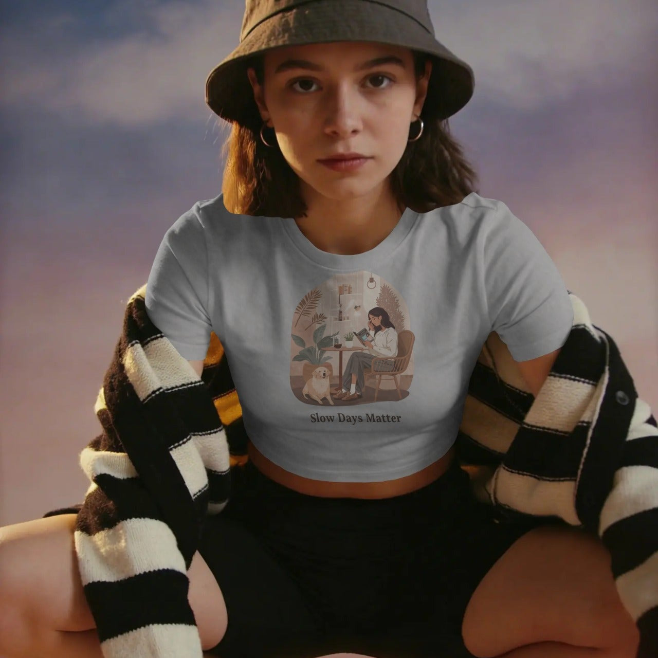 DRIPRA™ | Slow Days Matter Aesthetic Crop Top