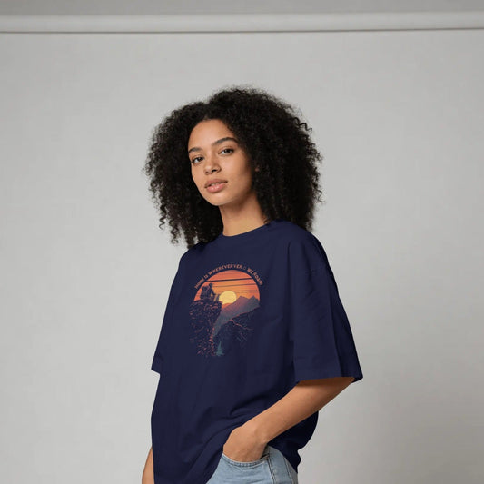 DRIPRA™ | Home Is Wherever We Roam — Oversized Graphic T-Shirt