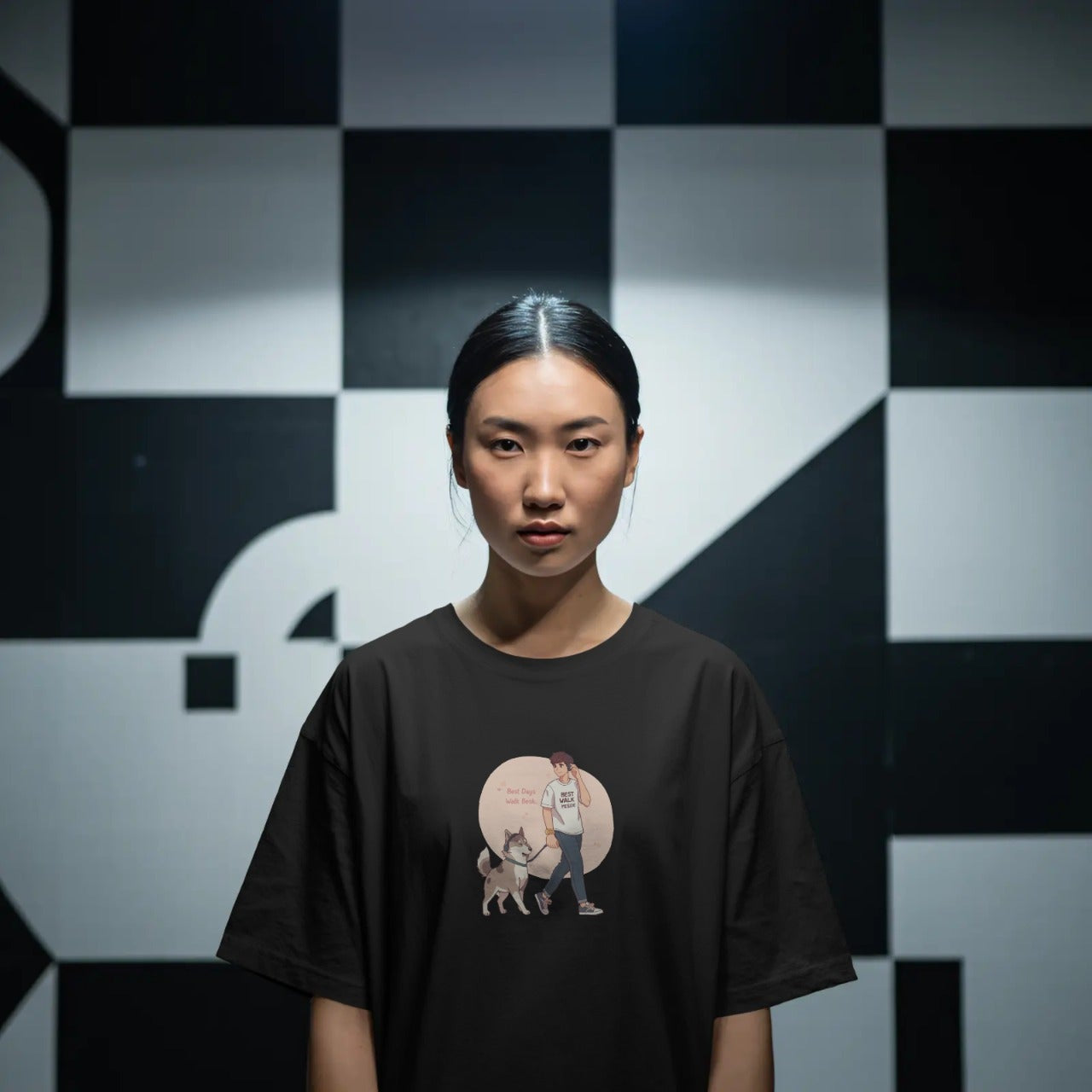 DRIPRA™ | Midnight Walk — Oversized Graphic T-Shirt