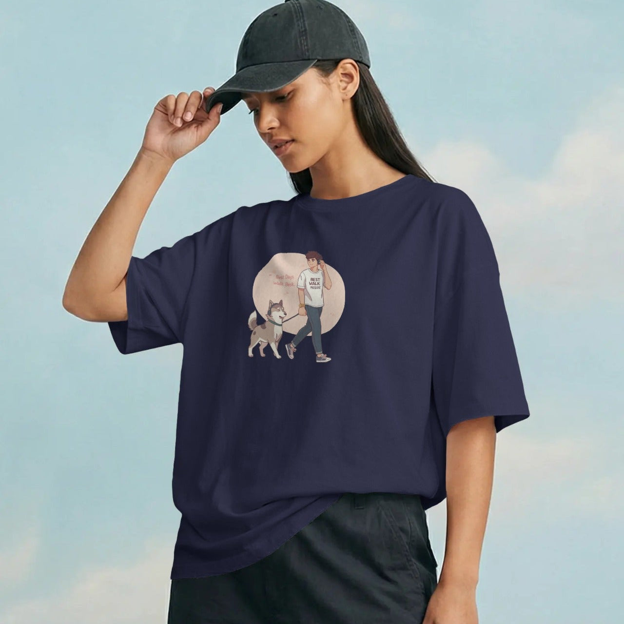 DRIPRA™ | Midnight Walk — Oversized Graphic T-Shirt
