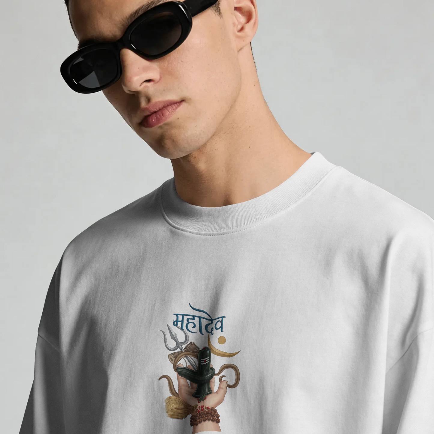 Mahadev Divine Blessings T-Shirt | Shiva Lingam & Trishul Graphic Tee