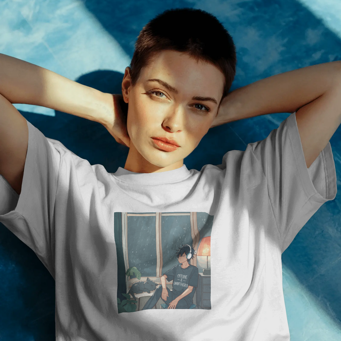 DRIPRA™ |Rainy Night Lo-Fi Anime Oversized T-Shirt