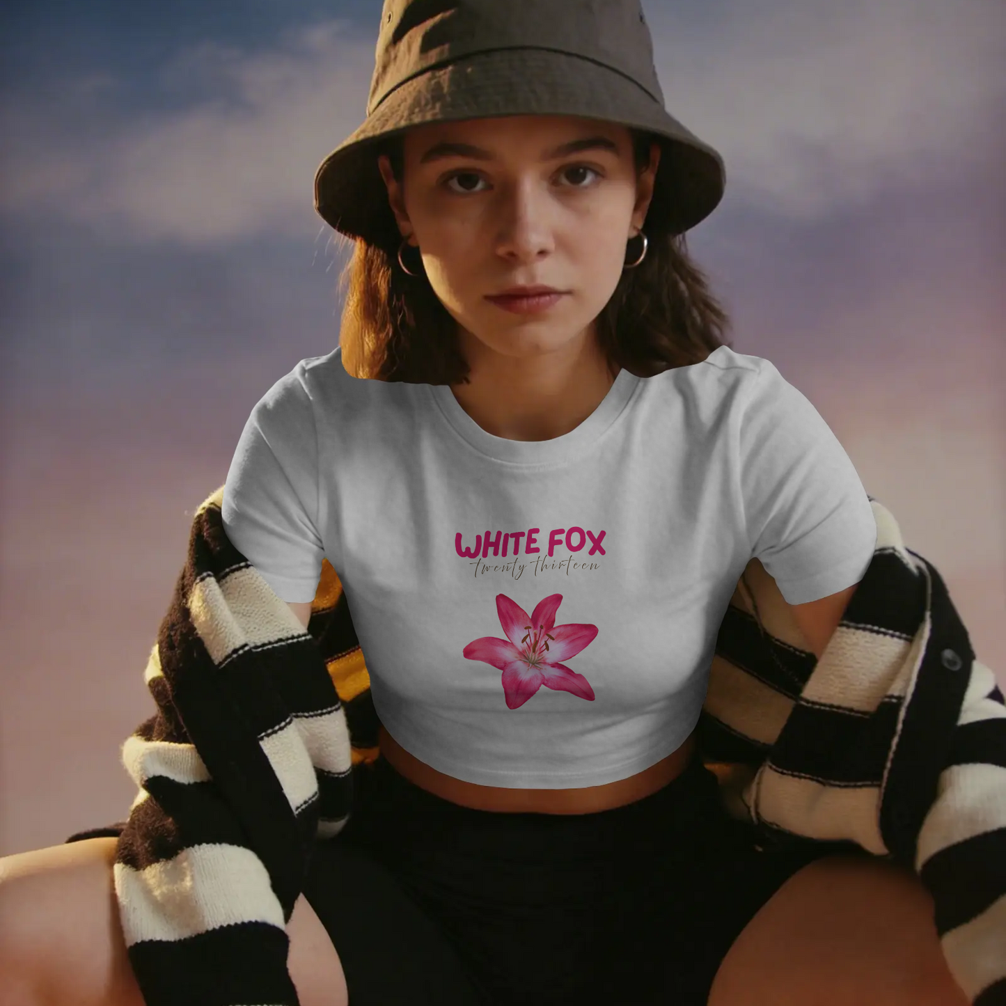 DRIPRA™ |White Fox Twenty Thirteen Floral Aesthetic Graphic T-Shirt