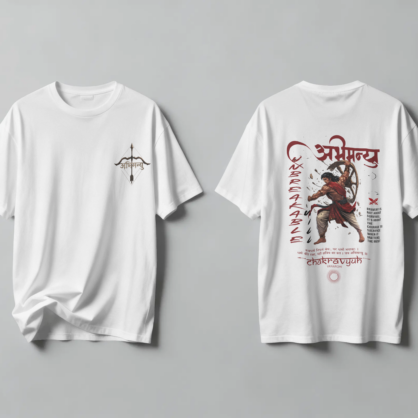 Abhimanyu Chakravyuh Oversized T-Shirt | Warrior Spirit | Front & Back Graphic Tee