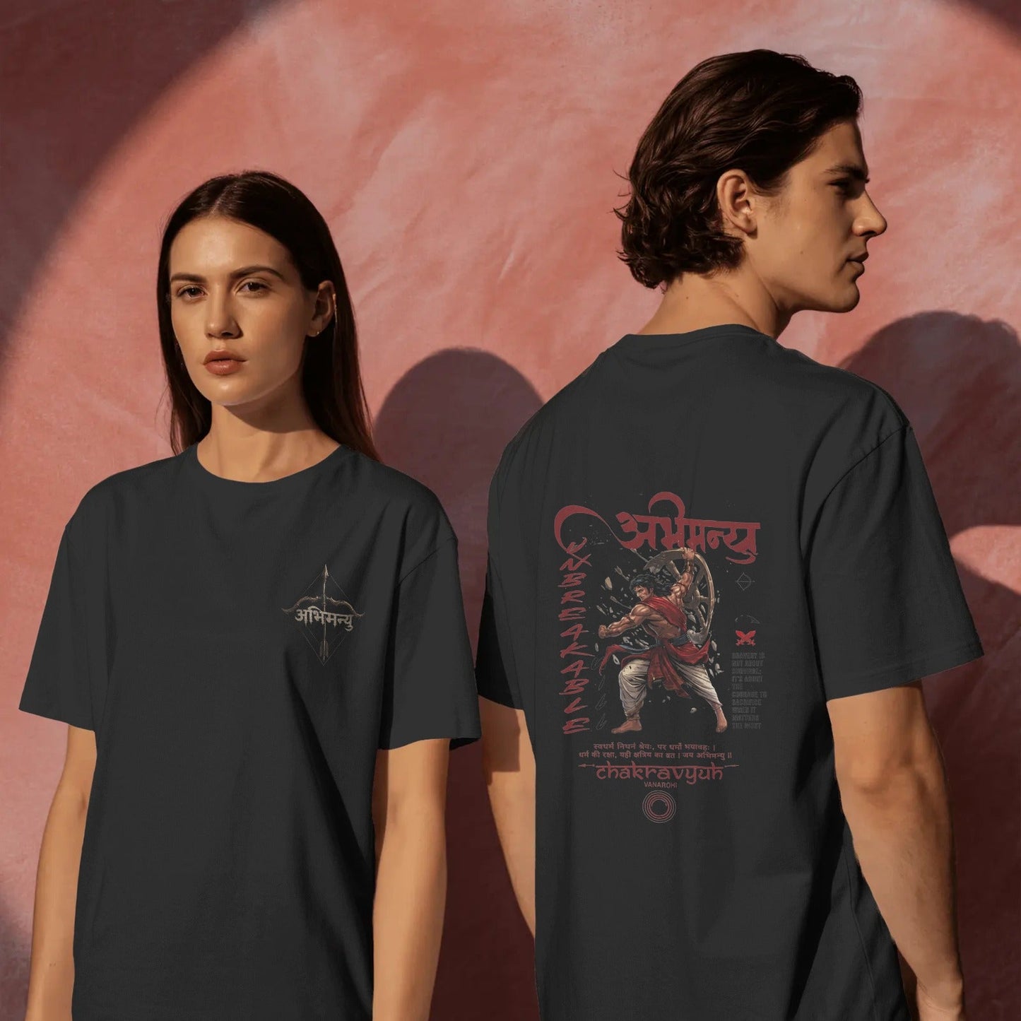 Abhimanyu Chakravyuh Oversized T-Shirt | Warrior Spirit | Front & Back Graphic Tee