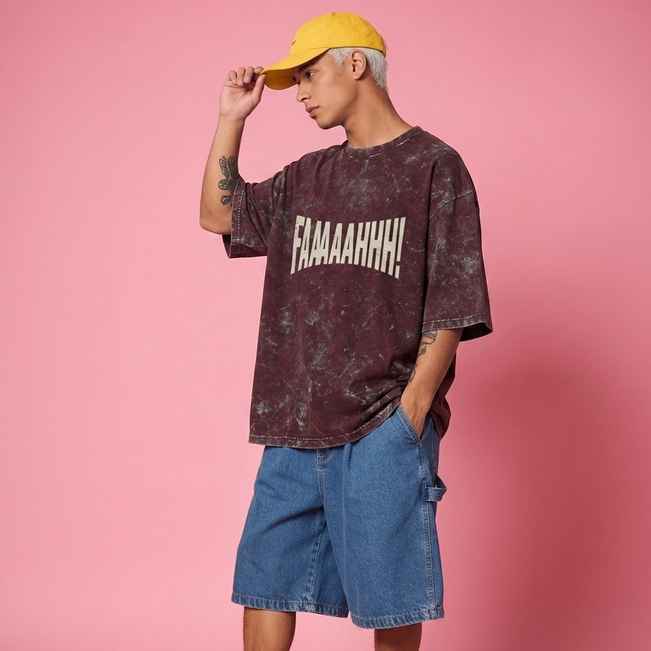 FAMAAAHHH Acid Wash Oversized T-Shirt
