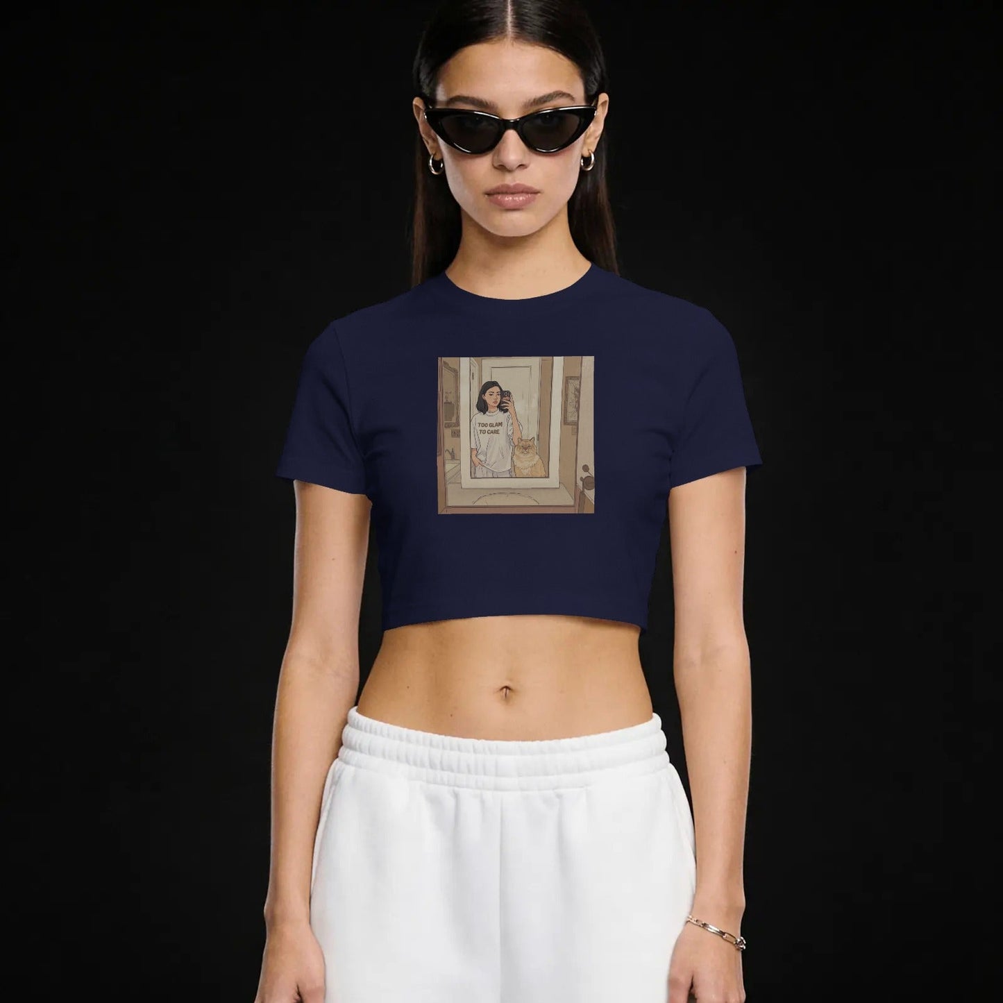 DRIPRA™ |Mirror Selfie Cat Girl Graphic Crop Top