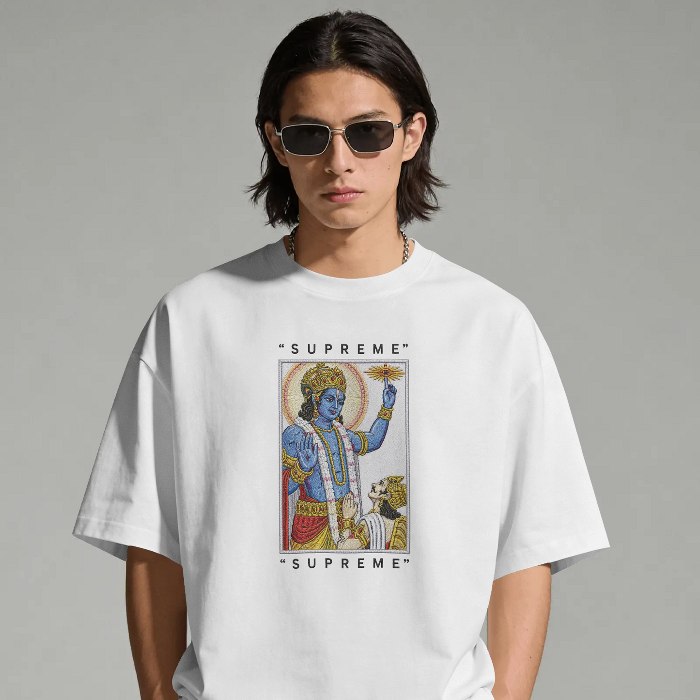 Supreme Lord Krishna Bhagavad Gita Graphic T-Shirt | Divine Krishna & Arjuna