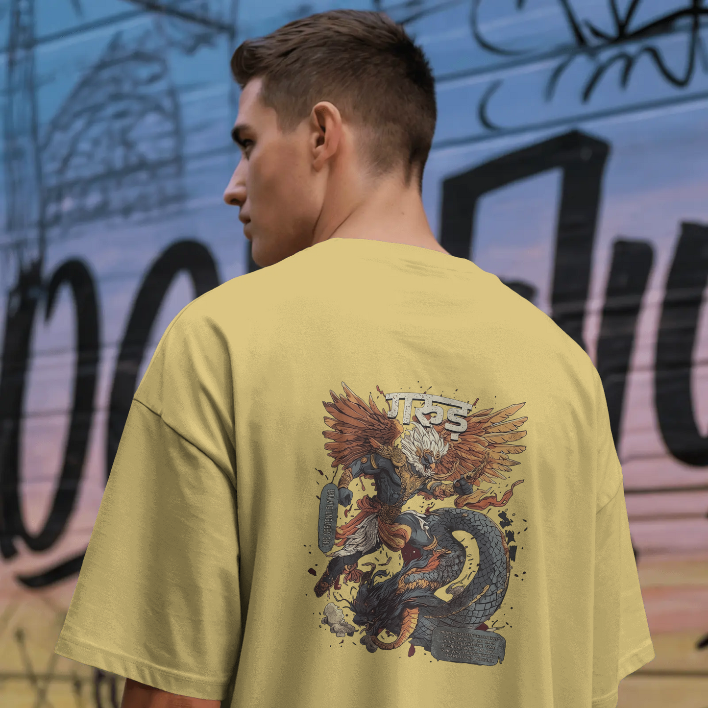 Garud – The Serpent Slayer | Mythic Warrior Graphic Oversized T-Shirt