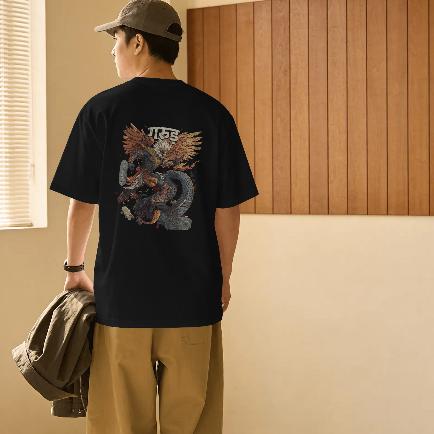 Garud – The Serpent Slayer | Mythic Warrior Graphic Oversized T-Shirt