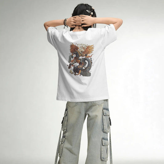 Garud – The Serpent Slayer | Mythic Warrior Graphic Oversized T-Shirt