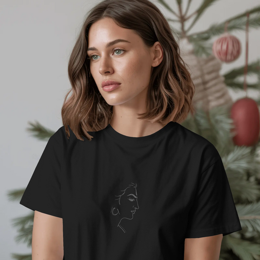 DRIPRA™ |Minimal Line Art Aesthetic Face Graphic T-Shirt