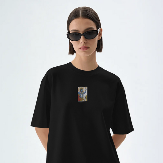 Supreme Lord Krishna Embroidered Graphic T-Shirt | Divine Vishnu Blessing Tee