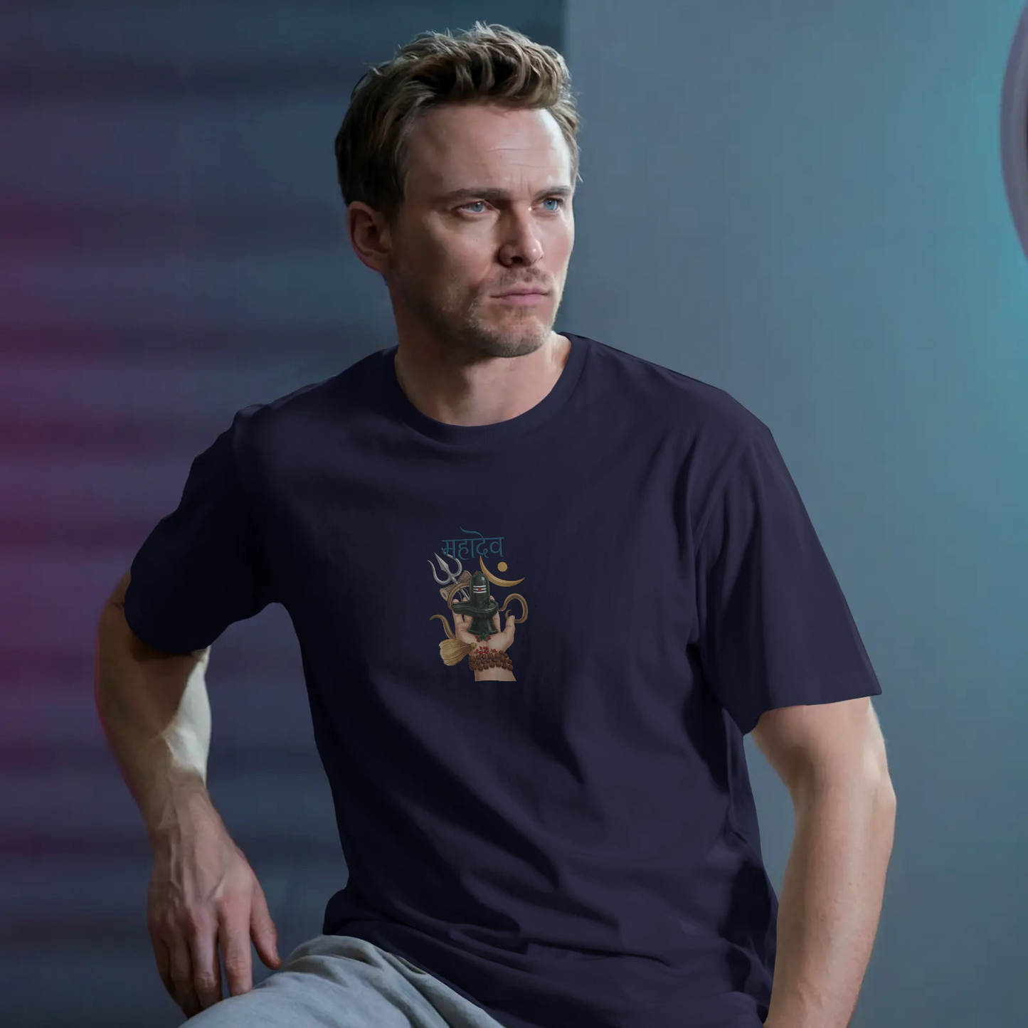 Mahadev Divine Blessings T-Shirt | Shiva Lingam & Trishul Graphic Tee
