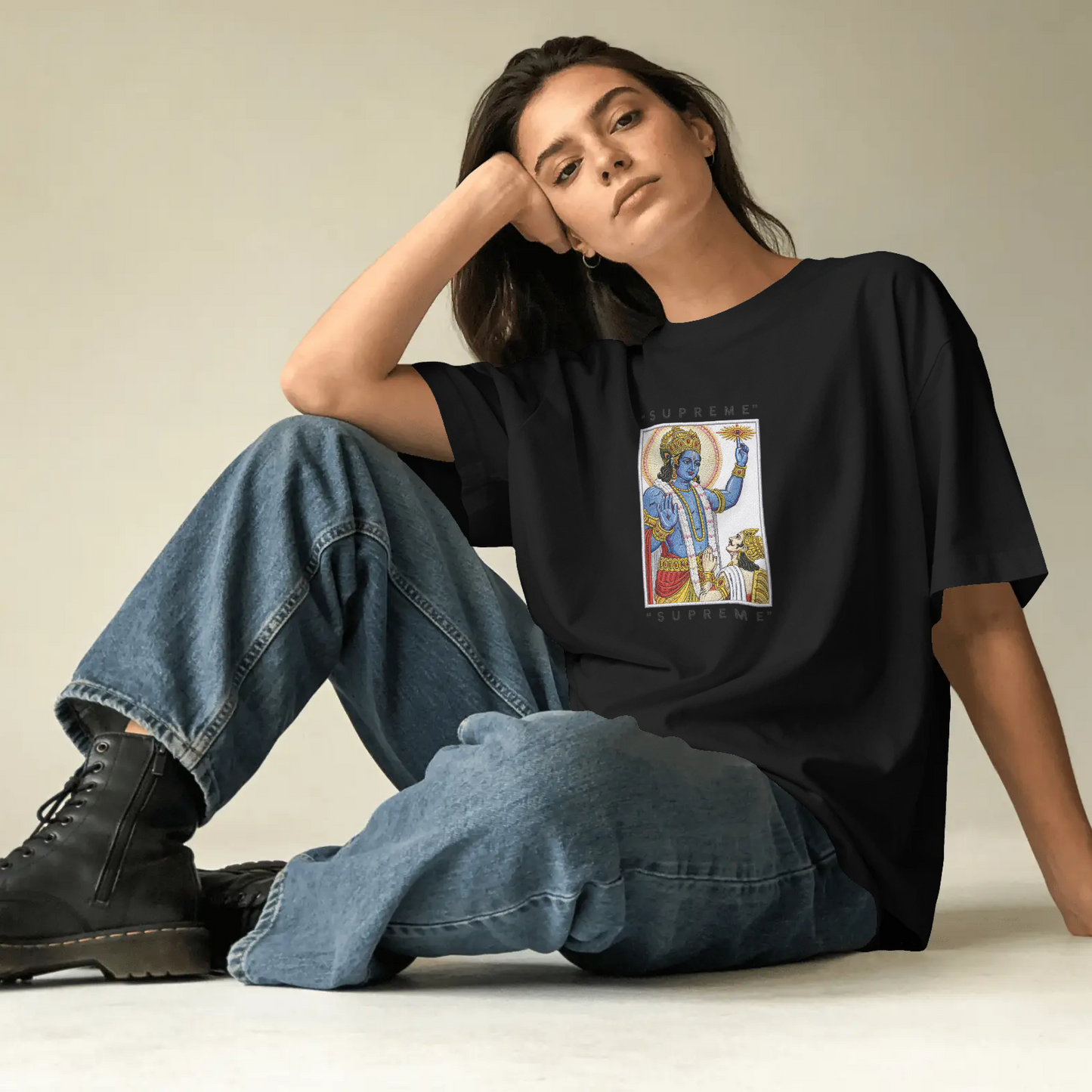 Supreme Lord Krishna Bhagavad Gita Graphic T-Shirt | Divine Krishna & Arjuna