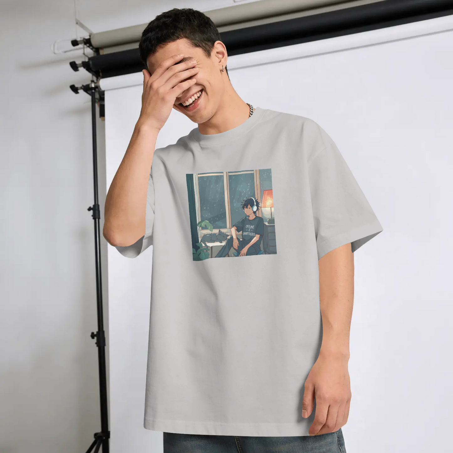 DRIPRA™ |Rainy Night Lo-Fi Anime Oversized T-Shirt