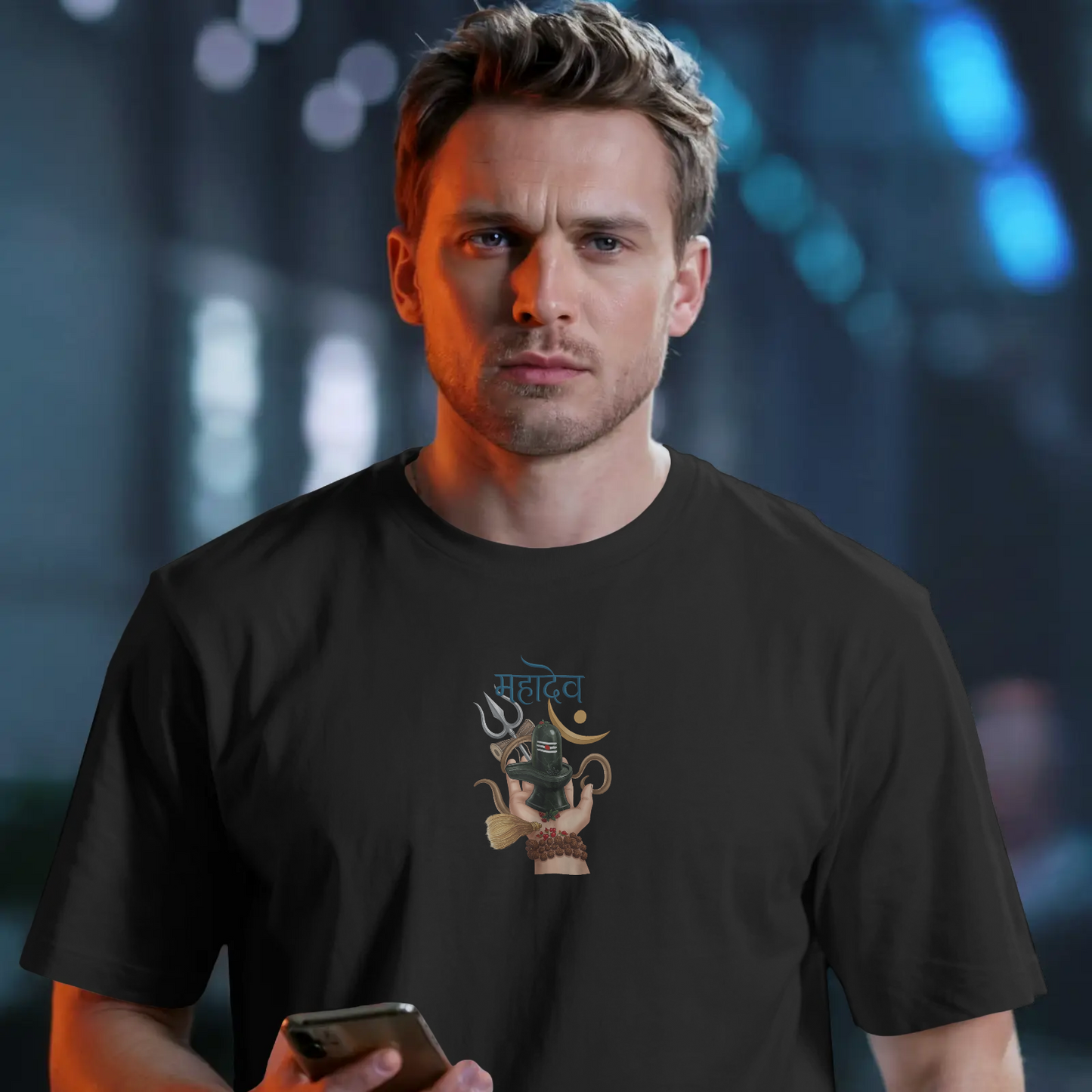 Mahadev Divine Blessings T-Shirt | Shiva Lingam & Trishul Graphic Tee